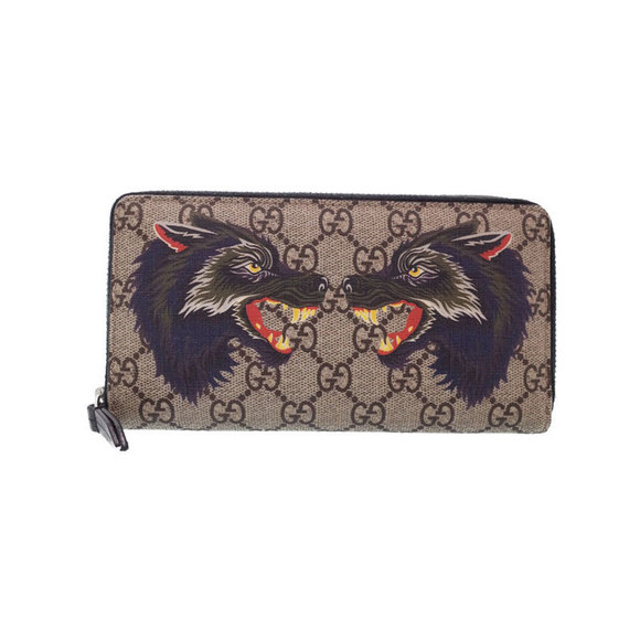 Gucci Double Supreme Long Zip GG Wolf Wallet - Picture 1 of 8